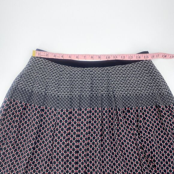 Talbots Long Pleated Full Skirt Geometric Print Lined Side Zip Black Red Size 6 - Picture 10 of 10